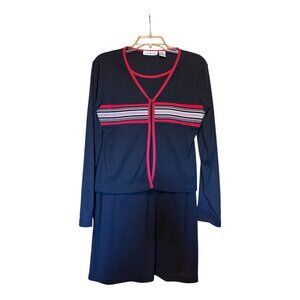 Derek Heart Navy Red Dress with Attached Jacket
